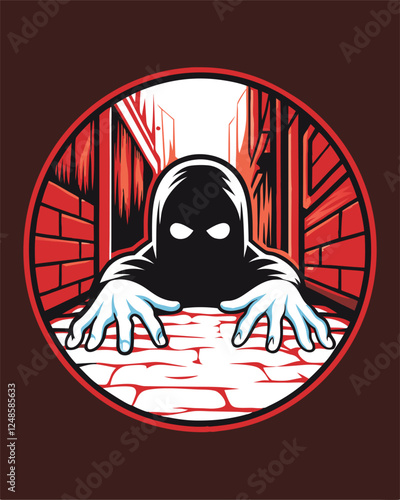 A chilling depiction of a shadowy humanoid figure with abnormally long, slender fingers, slowly creeping in the darkness.  Focus on detail of the hands and unsettling atmosphere.