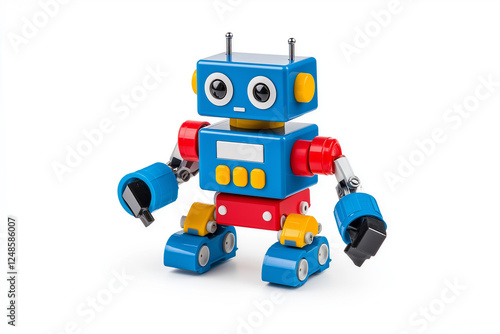 Toy robot, isolated on white background