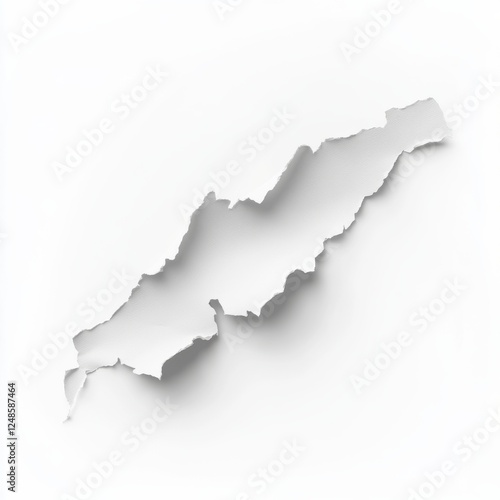 Angled Torn Piece of White Paper on Plain Background for Design Use