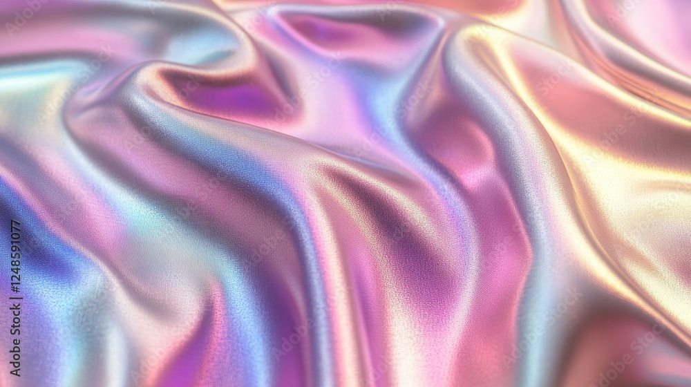 Fototapeta premium Iridescent fabric, draped, studio, background, textile design