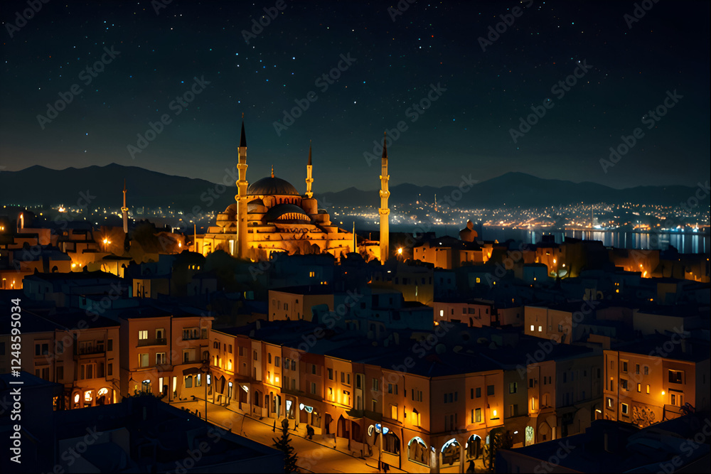 Naklejka premium night view of the city of jerusalem