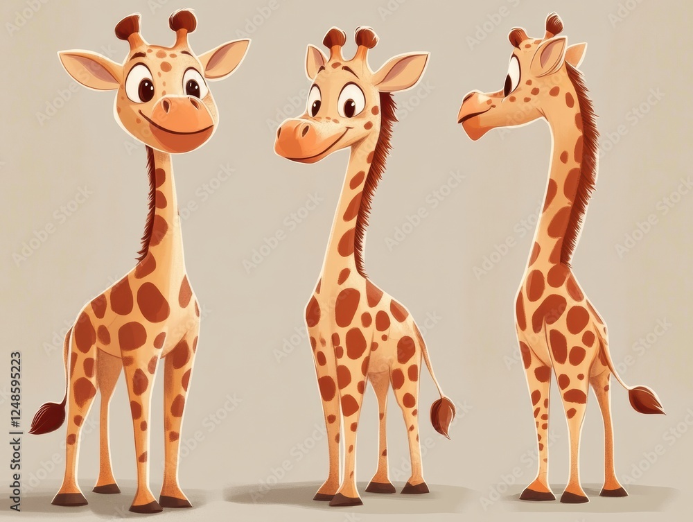 Fototapeta premium Giraffes in playful poses showcasing their unique features and expressions