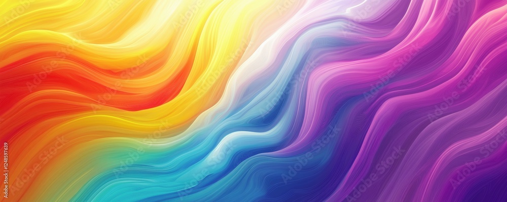 Colorful abstract wave patterns in vibrant hues of red, yellow, blue, and purple, copy space for text Colorful abstract wave patterns in vibrant hues of red, yellow, blue, and purple, copy space for text