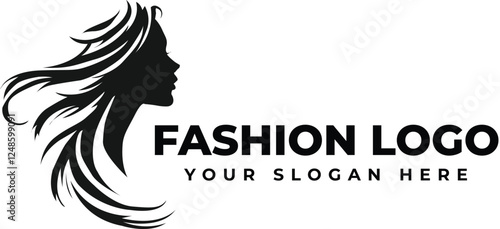 Elegant female silhouette logo for a fashion brand.