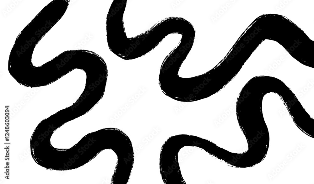 Fototapeta premium Abstract Background with black Lines. 3d Fluid Graphic Shapes. Dynamic Liquid Curve Stripes. Modern Design of Minimal Color Swirl