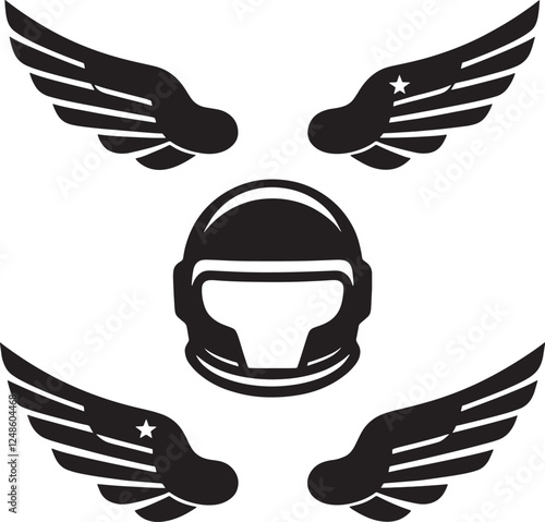 Motorcycle Helmet With Wings Logo Design