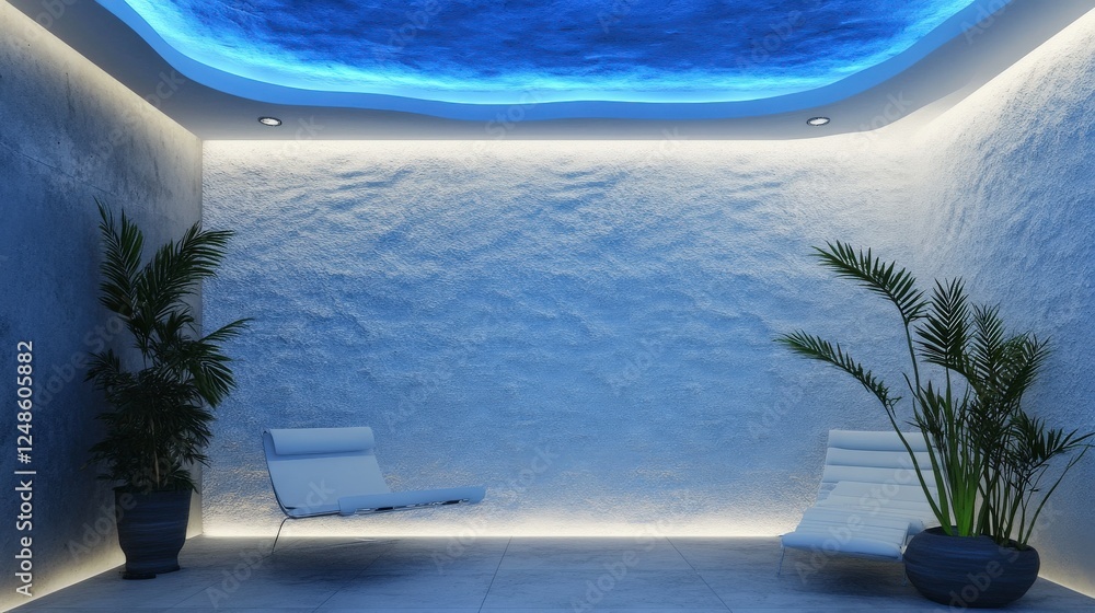 Fototapeta premium Tranquil Modern Interior Design: A Relaxing Lounge Space