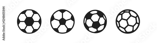 Football ball vector icon set. Soccer balls icons.