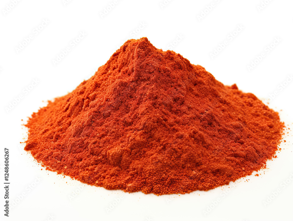 Vibrant Red Paprika Powder Pile, Close-Up Vibrant Red Paprika Powder Pile, Close-Up