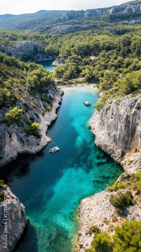 Aerial View of Pristine Coastline with Crystal Clear Water Aerial View of Pristine Coastline with Crystal Clear Water
