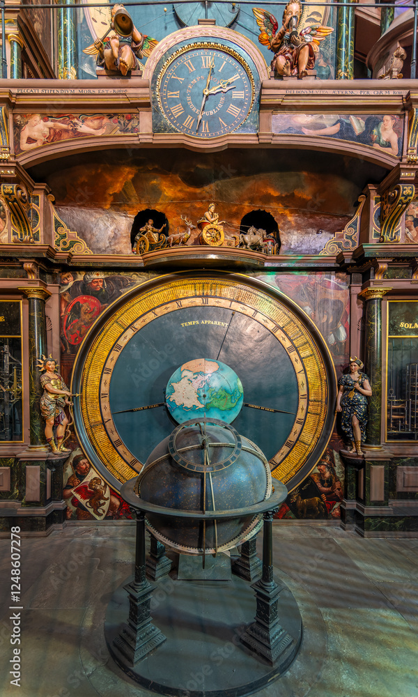 Old astronomical clock in the cathedral of Strasbourg, France