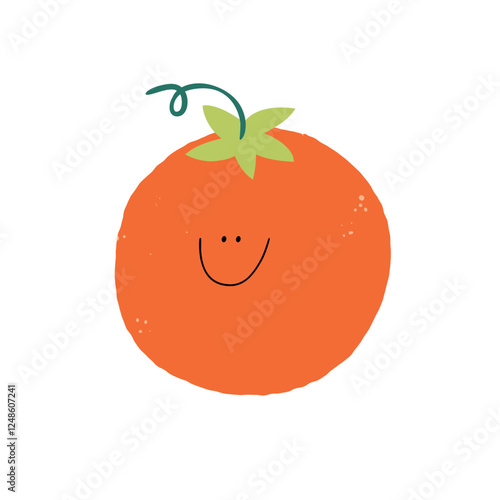 Vector illustration-cute tomato character smiling. Naive and childish style
