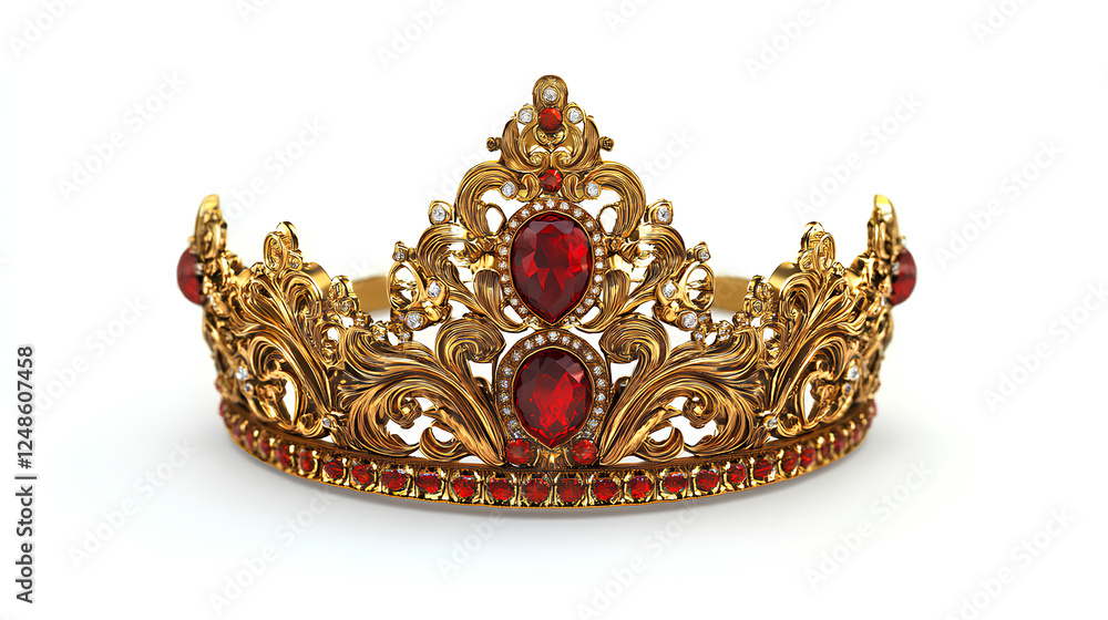 Obraz premium elegant luxury gold red crown isolated on white 