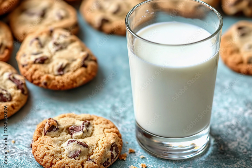 Milk and cookies ready for a delightful snack Milk and cookies ready for a delightful snack