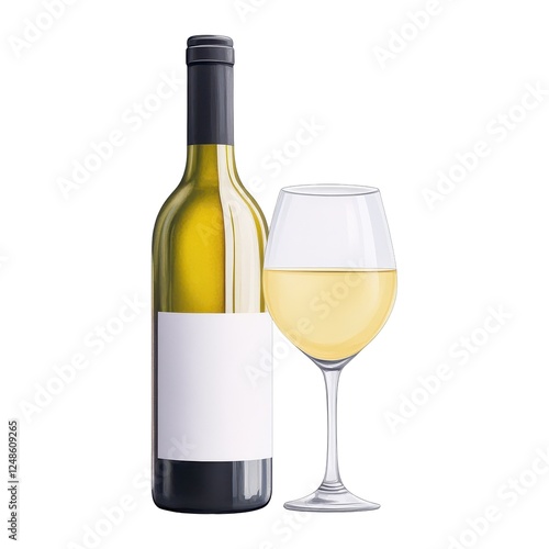 Wallpaper Mural Pouring a Glass of Crisp White Wine, Bottle and Glass, Isolated on White Background Cutout Torontodigital.ca