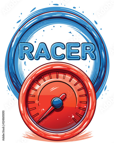 Create a minimalist vector illustration of a speedometer needle at its maximum speed limit, conveying urgency and peak performance.