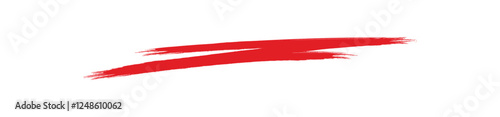 Red line grunge brush underline shape vector
