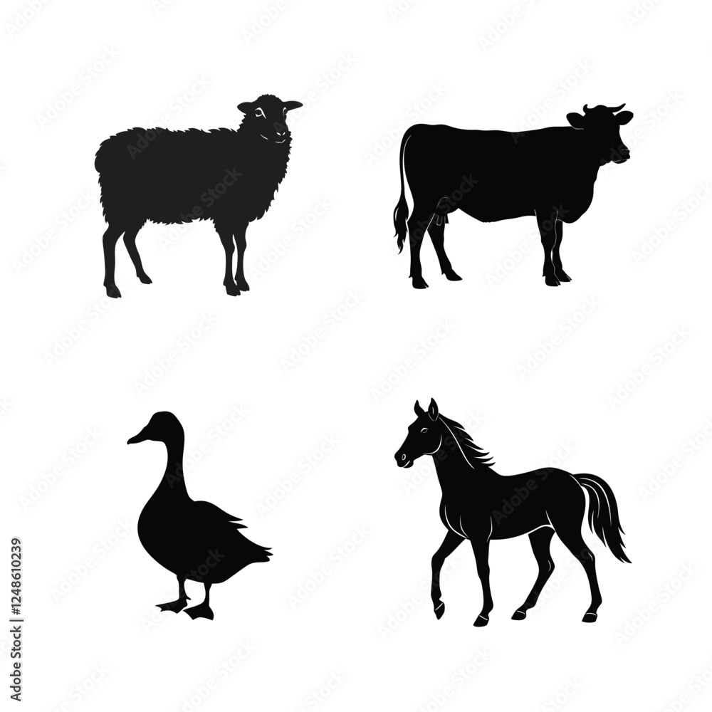 Fototapeta premium farm animals collection vector