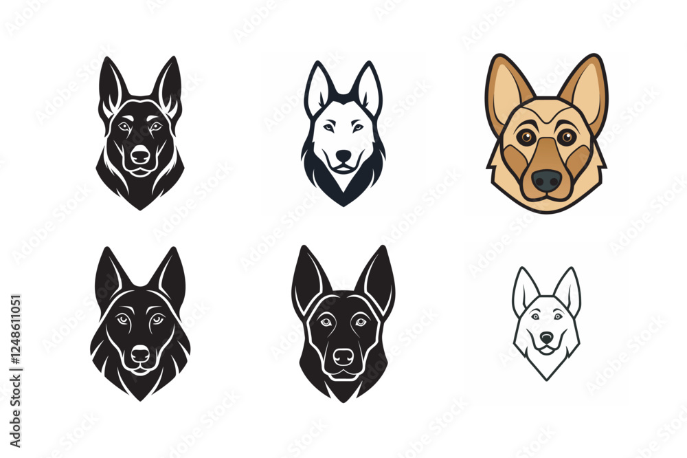 Fototapeta premium angular outline of a German Shepherds head 