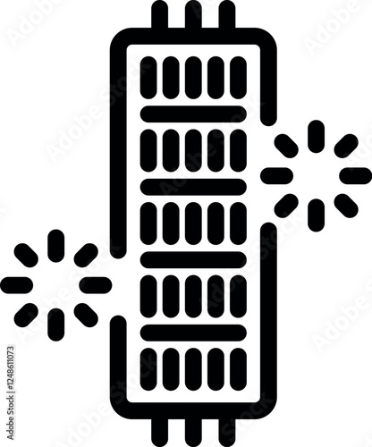 Semiconductor chip emitting light, symbolizing data processing, signal transmission, and innovation in microelectronics