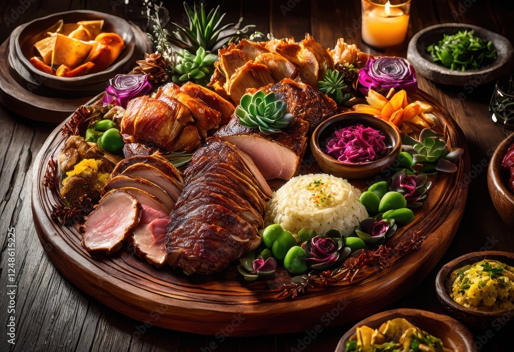 delicious array tempting succulent meat platter showcasing rich vibrant artful presentation culinary enthusiasts, textures, colors, dish, gourmet, barbecue delicious array tempting succulent meat platter showcasing rich vibrant artful presentation culinary enthusiasts, textures, colors, dish, gourmet, barbecue