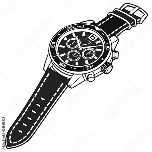  Sporty Chronograph Wristwatch with Multiple Dials