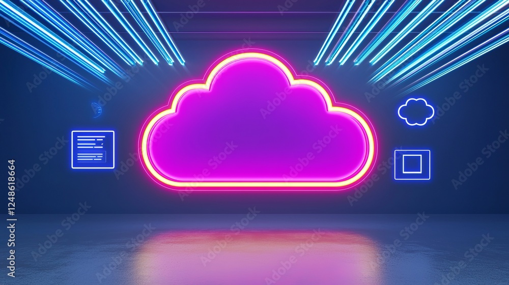 Vibrant Neon Cloud Design: A Futuristic Digital Art Piece Vibrant Neon Cloud Design: A Futuristic Digital Art Piece