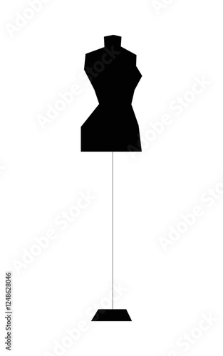 Dress Form Mannequin In Flat Vector Illustration Symbolizing Tailoring, Garment Design, And Fashion Industry, Isolated On White Background.
