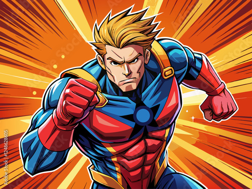 Pop art comic book style super hero