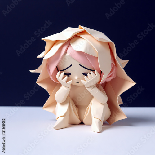 A sad origami figurine