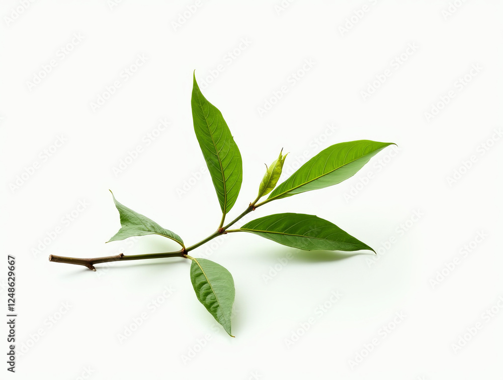 Obraz premium Green Leaves Branch – Fresh Botanical Nature Stock Image 