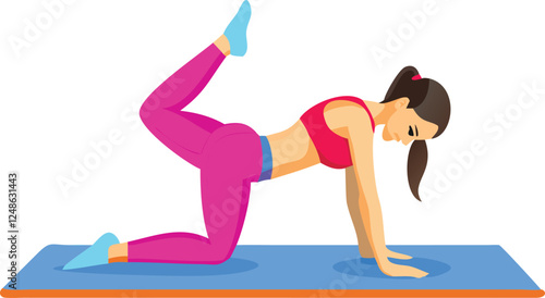 Woman performing a fitness exercise on a yoga mat.