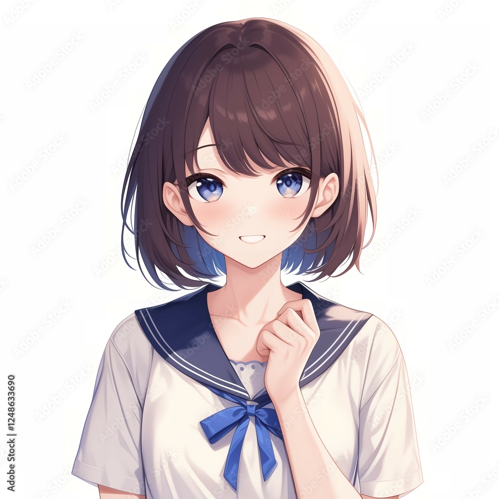 アニメ調の美少女の切り抜き用素材 アニメ調の美少女の切り抜き用素材