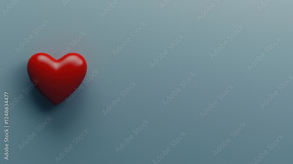 Red Heart Shape on Blue Background for Love and Affection Concepts Red Heart Shape on Blue Background for Love and Affection Concepts