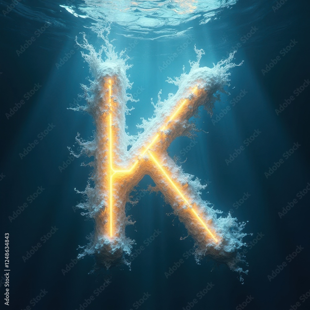 3D Rendered Letter K with Indigo and Pale Yellow Blend 3D Rendered Letter K with Indigo and Pale Yellow Blend