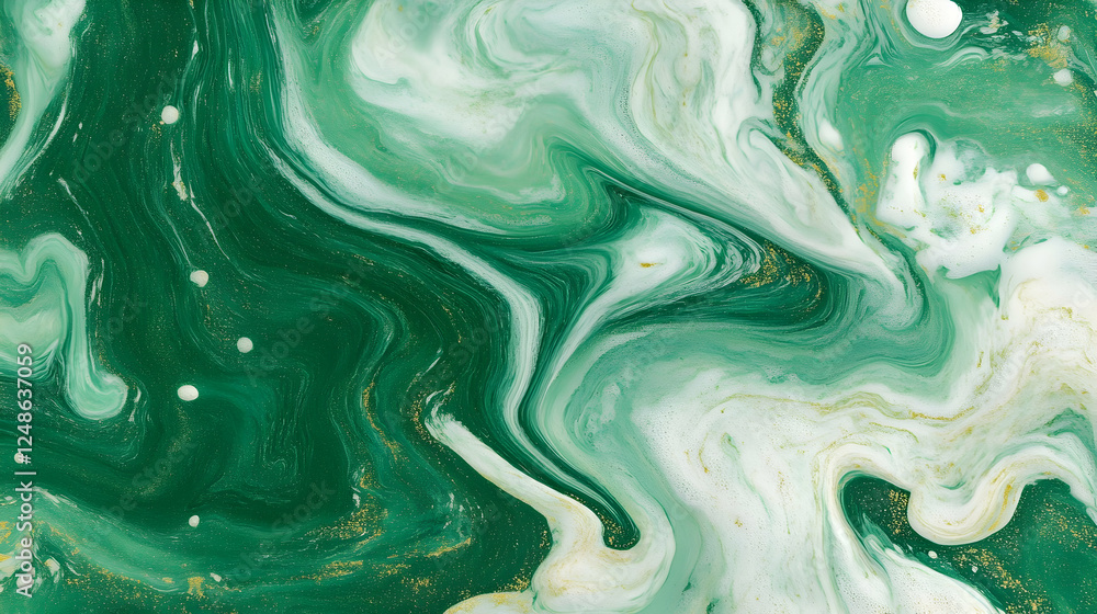 Obraz premium Green and white marble texture swirls background