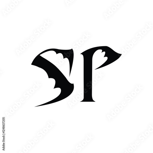 SP monogram logo design letter text name symbol monochrome logotype alphabet character simple logo