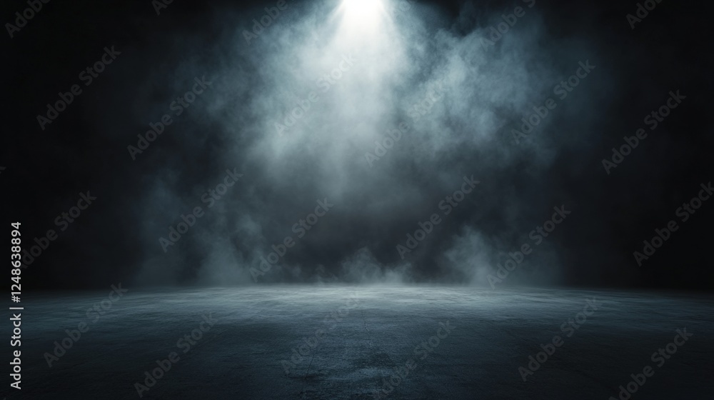 Abstract Black Background with Spotlight and Smoke Creating a Dramatic Atmosphere for Various Creative Projects and Visual Themes Abstract Black Background with Spotlight and Smoke Creating a Dramatic Atmosphere for Various Creative Projects and Visual Themes