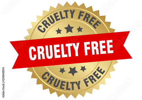cruelty free. cruelty free round red and gold label isolated on transparent background