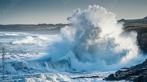 High angle view waves splashing in the sea