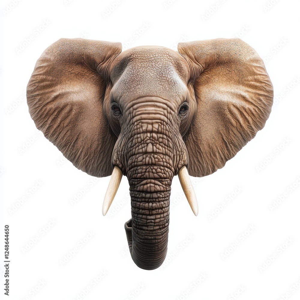 Obraz premium The elephant has a large, wrinkled face with a long trunk
