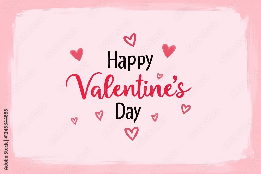 Soft gradient pink bg happy valentine's day text and hearts Soft gradient pink bg happy valentine's day text and hearts