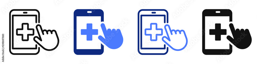 Vector icon or logo of mobile medical app related to online medicine and healthcare, doctor's consulting, pharmacy. Symbol for website or app ui, logo design, illustration Vector icon or logo of mobile medical app related to online medicine and healthcare, doctor's consulting, pharmacy. Symbol for website or app ui, logo design, illustration