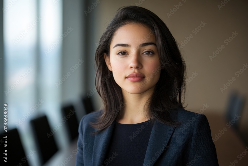 businesswoman in an office looking at the camera businesswoman in an office looking at the camera