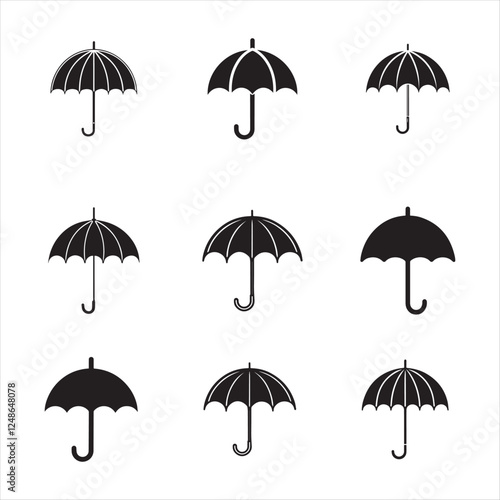 Rain Umbrella  vector icon set