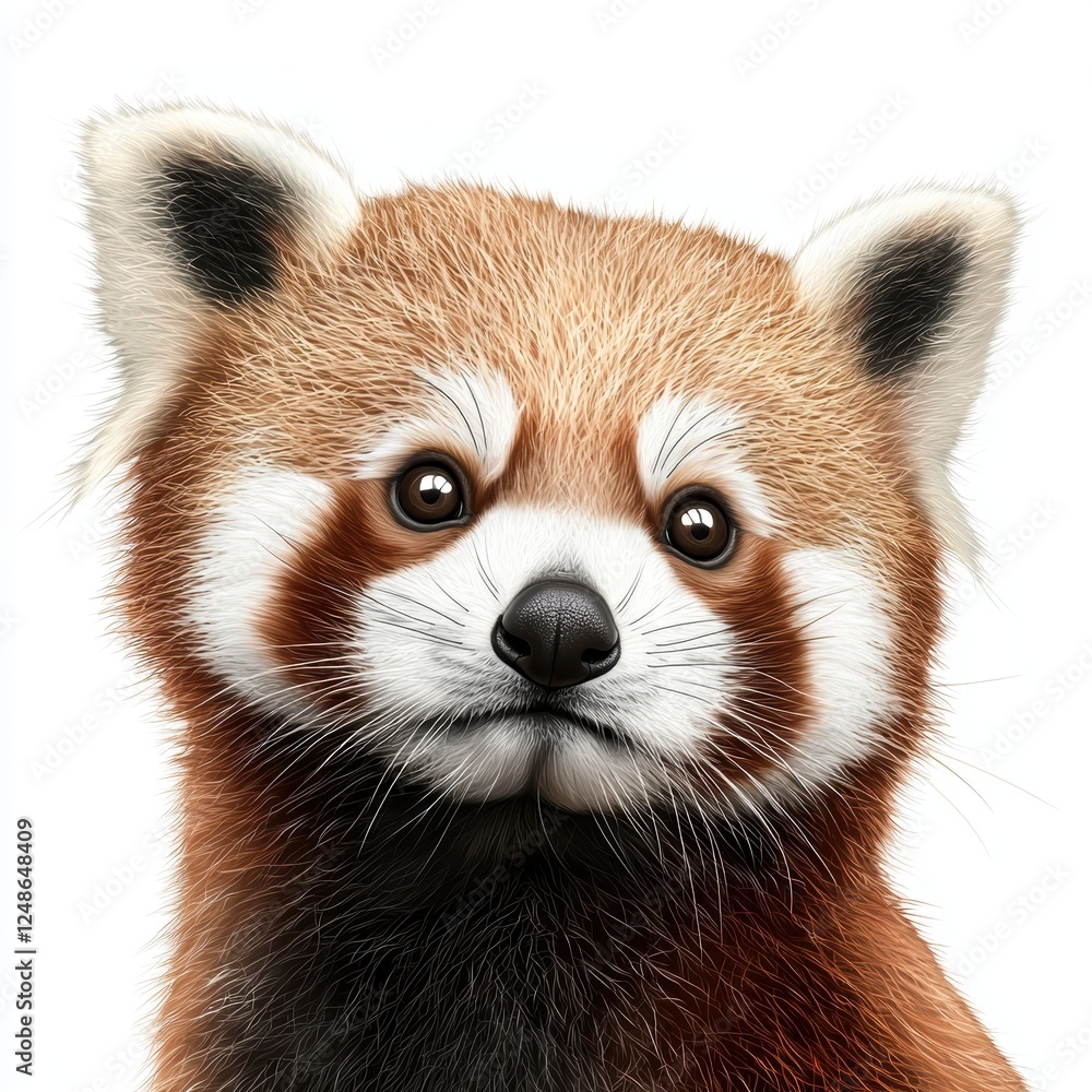 Fototapeta premium A cute little red panda bear with a white face