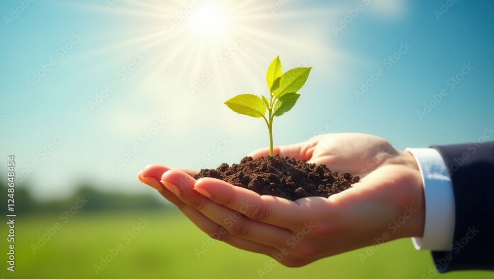 Sprout in Hand: Symbolizing growth, new beginnings, sustainability, and the potential of nature and nurturing. Sprout in Hand: Symbolizing growth, new beginnings, sustainability, and the potential of nature and nurturing.