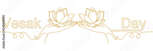 line art hand illustration background with a text vesak day