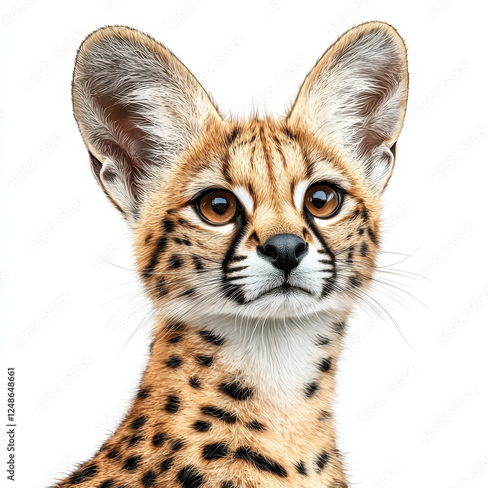 A baby cheetah with a big brown nose and big brown eyes A baby cheetah with a big brown nose and big brown eyes