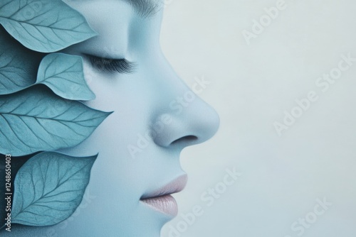 artistic portrait of a person with leaves